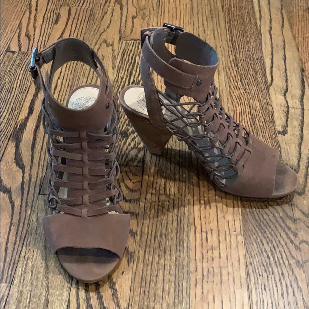 Vince Camuto Dark Tan Peep Toe Sandals